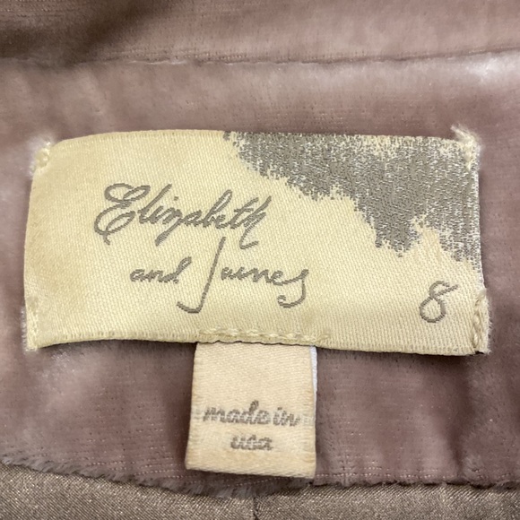 ELIZABETH AND JAMES MAUVE VELVET AND TAUPE SILK FRINGE & LINING AMAZING - Picture 9 of 14